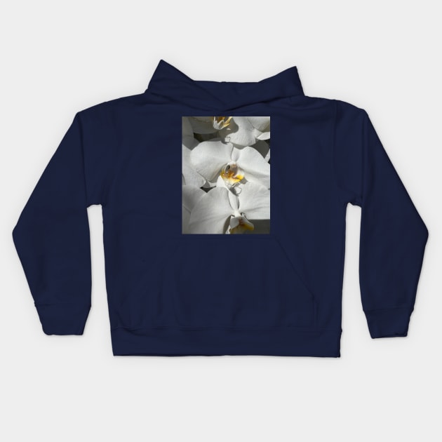 White Orchid Yellow Center Kids Hoodie by KarenZukArt